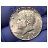 1964 Kennedy 90%Silver Half Dollar Coin