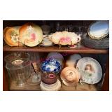 (DR) 2 Shelves of Antique Glassware #3