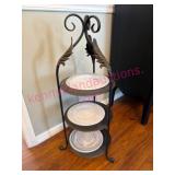 (DR) 3-Tier Metal Stand w/ Swirled Glass Plates
