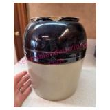 (DR) Ant. 2-Tone Stoneware Food Jar (chipped)