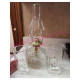 (DR) 3 Glass Oil Lamps (1 w/chimney)