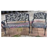 Heavy Cast-Iron Patio Bench & Chair (modern)