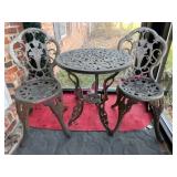 (Front) Peteite Cast Metal Table w/ 2 Chairs