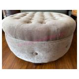 (LR) Smaller Brown 24in Ottoman w/Tufted Top