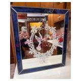 (DR) Hummingbird Mirror w/ Stained Glass Blue Trim