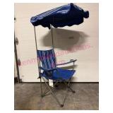 (G)ï¿½Blue Lawn Chair w/ Roof in Garage