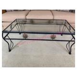 (FR) Heavy Wrought Iron Coffee Table w/ Glass