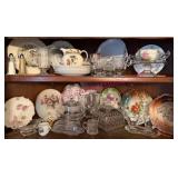 (DR) 2 Shelves of Antique Glassware #1