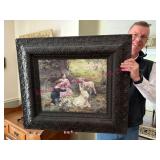 (DR) Ant. Black Frame w/Arthur Elsley Print