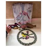 (LR) Decor w/Wood Birds & Wall Art