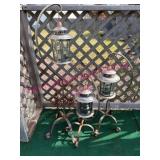 (Porch) 3 Kerosene Deck Lamps on Stands