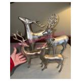 (LR) 4 Silver Tone Resin Reindeer Figurines