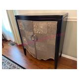 Stylishg Black Cabinet w/Silver Doors 36T x 32W