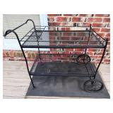 (Porch) Black Metal Serving Cart w/ Wheels
