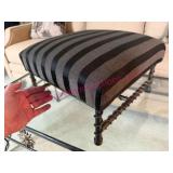 (FR) Black Striped Footstool w/Metal Base