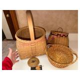 (K) 4 Handmade Woven Baskets