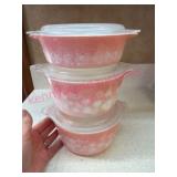 3 Pink Pyrex Cinderella Casserole Dishes