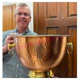 (DR)ï¿½Hammered Copper Basin w/Brass Accents