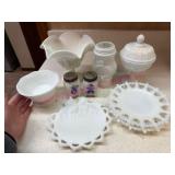 (DR)ï¿½Milk Glass Tableware & Shakers