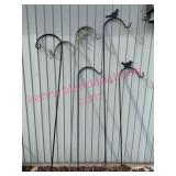 5 Metal Shepherds Hooks 2 w/ Bird Accents