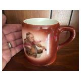 (LR)ï¿½Antique German Monk Mug w/ Violin