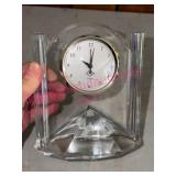 (LR) Lenox Crystal Quartz Clock w/ Gold Trim
