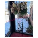 (Front) Iron Plant Stand w/Floral Planter