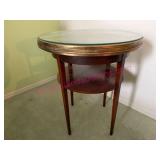 (FR) 1940s Mahogany Table w/ Brass Top Insert