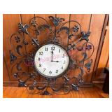 (LR)ï¿½Ornate Black Metal Wall Clock
