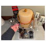 (LR) Plastic Wine Glasse, Ice Bucket & Misc