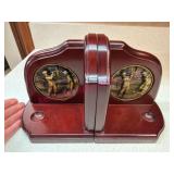 Golf-Themed Wooden Bookends w/Medallions