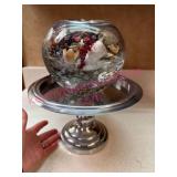 (DR) Glass Paperweight Bowl & Metal Stand