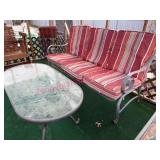 Vtg Metal Patio Sofa & Coffee Table