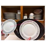 (K) EKCO 53pc Porcelain China w/ Black Platter