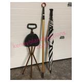 (G)ï¿½Golf Ball Retriever, Big Umbrella, Cane/Seat