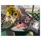 Porch Decor w/Birdhouses & Owl Statue