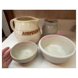 (LR) Stoneware Bowls, Pitcher & Jar Collection