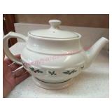 Longaberger Pottery Holly Teapot