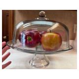 (DR)ï¿½Domed Glass Cake Stand w/Apple Decor