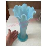 Old Opalescent 10in Vase w/ Flared Rim