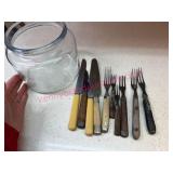 (K) Civil War Era Utensils w/Jar