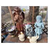(P) 3 Resin Statues, 2 Ducks & Brass w/Golf Balls