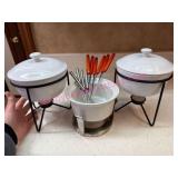 (K)ï¿½Gibson Porcelain Fondue Bowls w/ Stands