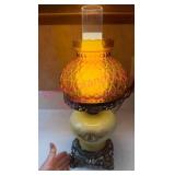 (DR)ï¿½Amber Glass Electric Lamp w/ Metal Base