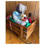 (LR)ï¿½Wooden Sleigh w/ Teddy Bear