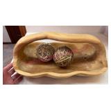 (K) Handmade Wooden Basket w/Handle