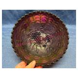 Iridescent Grape Pattern Glass Bowl