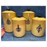 West Bend Yellow Metal Canisters w/ Lids