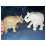 2 Stone Elephant Figs From India