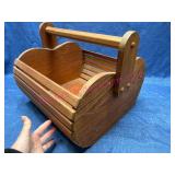 Wooden Apple Basket w/ Handle